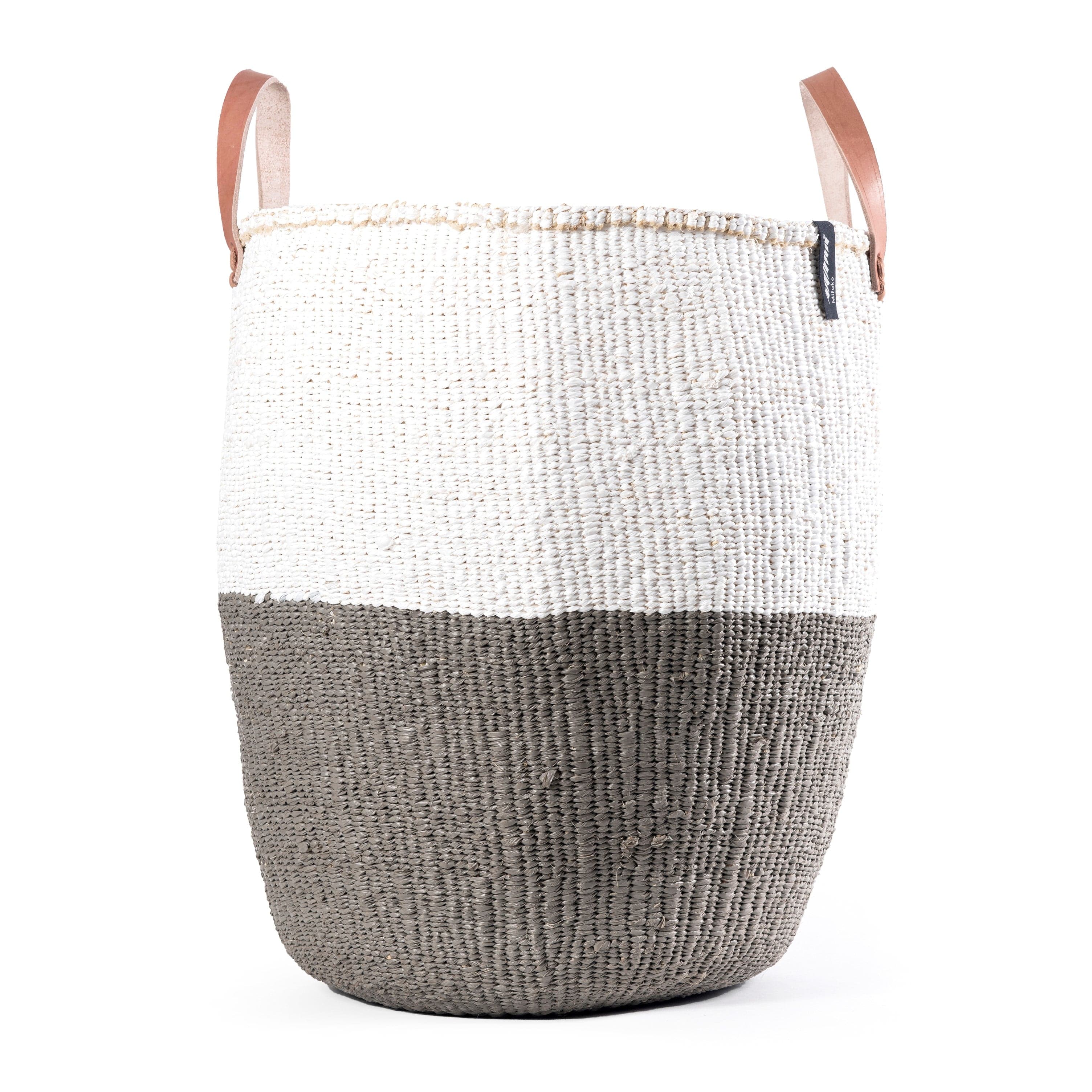 Mifuko Partly recycled plastic and sisal Market basket L Kiondo market basket | White and warm grey duo L