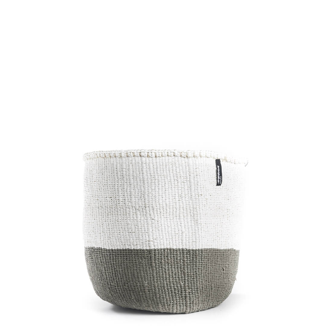 Mifuko Partly recycled plastic and sisal Medium size basket M Kiondo basket | White and warm grey duo M