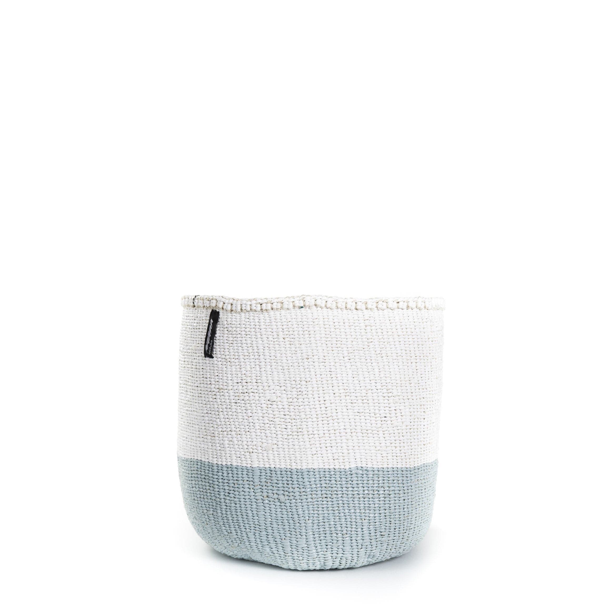 Mifuko Partly recycled plastic and sisal Medium size basket M Kiondo basket | White and light blue duo M