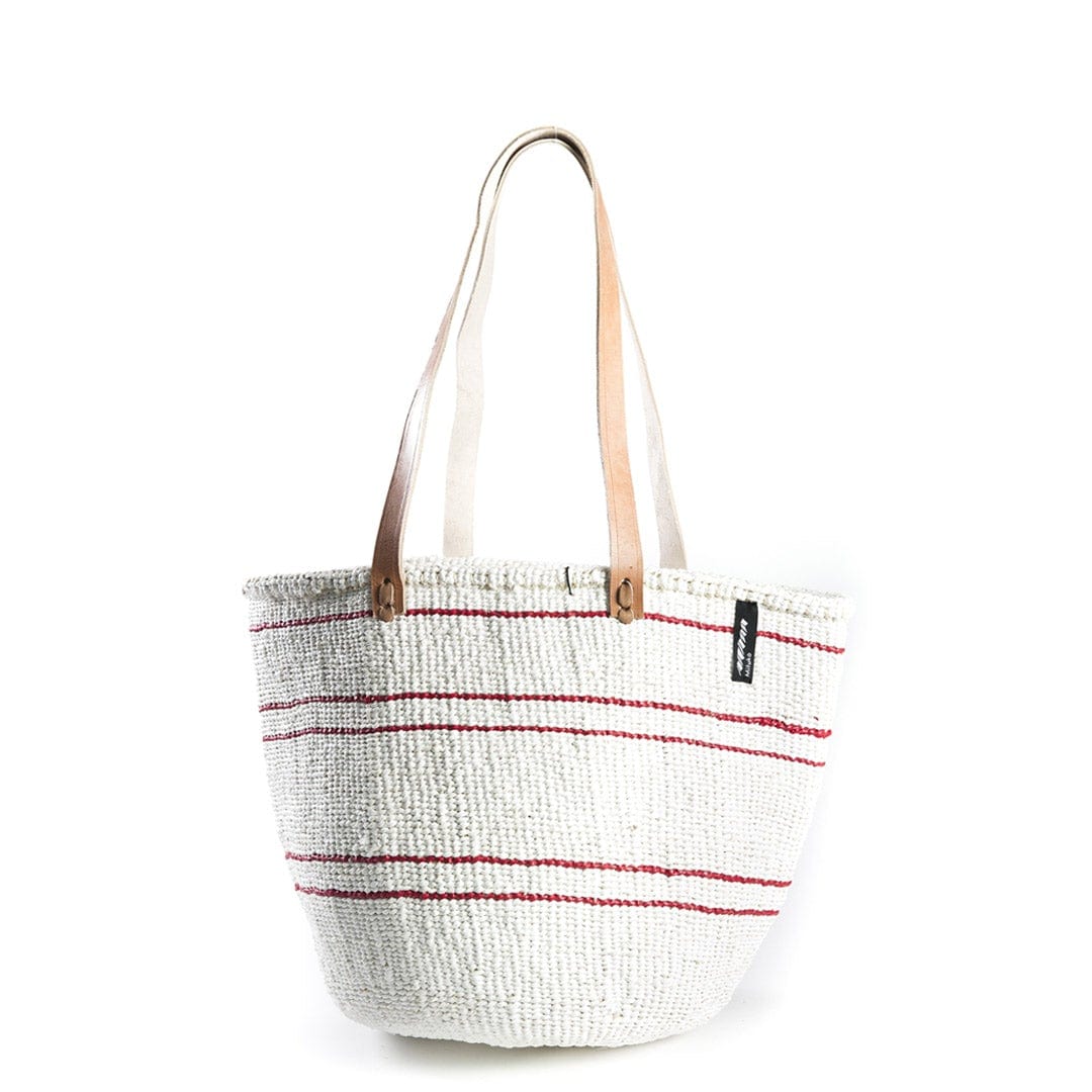 Mifuko Partly recycled plastic and sisal Shopper basket M Kiondo shopper basket | 5 red stripes M